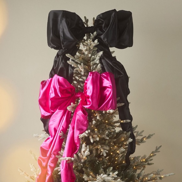 NYE Anthro Black satin Bow Tree Topper - Picture 15 of 16